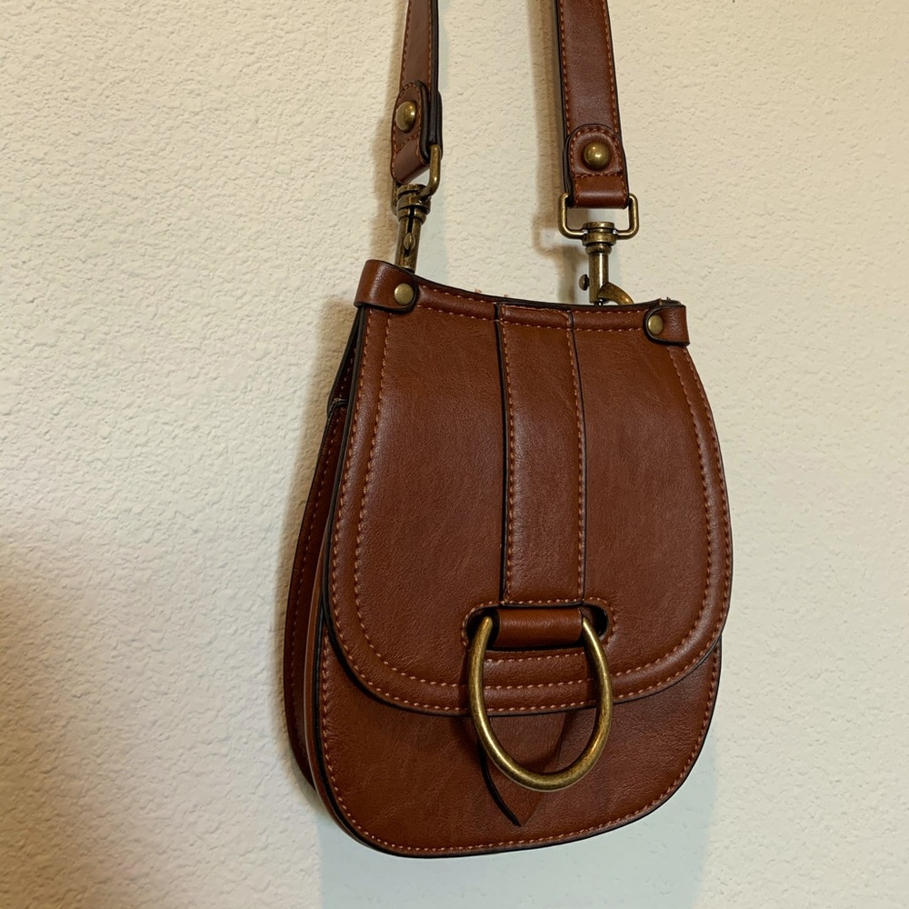 Brown Leather Saddle Bag - Crossbody